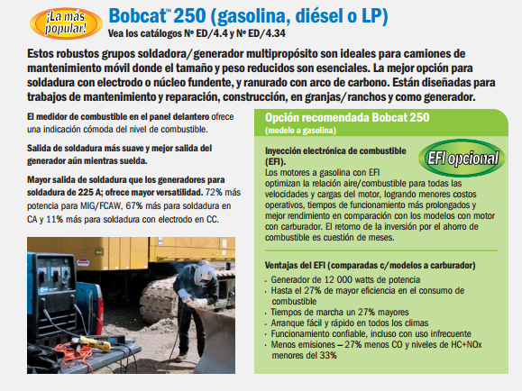 Motosoldadora Bobcat 250 (Nafta Motor Kohler)