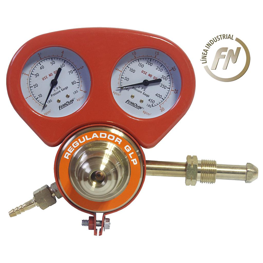 Regulador Blindado Linea Industrial Pesada Ferrolan GLP con 2 Manometros