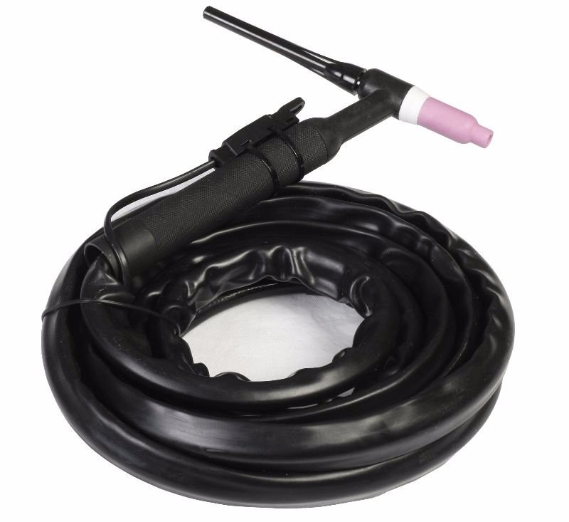 Torcha TIG WP17F 150 Amps. Mango Negro con Gatillo Externo y Funda de Goma 03 - 3 Metros